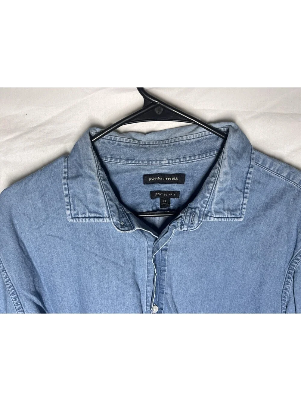 Banana Republic Shirt Men XL Blue Linen Chambray Long Sleeve